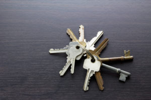 Keys on a wooden background
